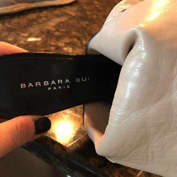 Barbara Bui Sz 38 Black Leather Ankle Wrap Heels - Picture 12 of 16